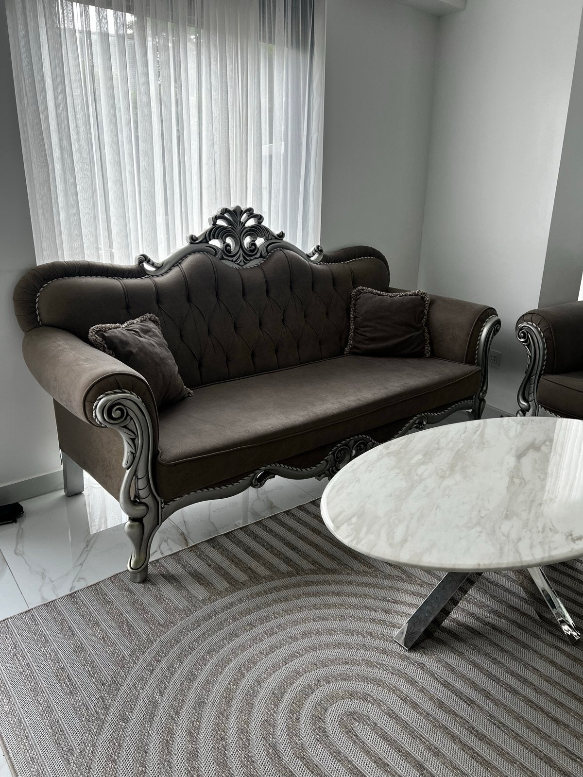 Luxe 3-delige bankstel in barokstijl - Zo goed als nieuw, Ophalen, 75 tot 100 cm, Zo goed als nieuw, Rechte bank