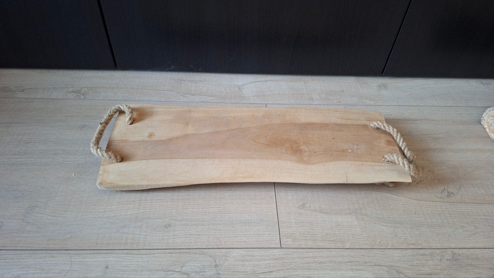 Rustiek houten dienblad met touw handvatten, Ophalen, Gebruikt, Dienblad, Met handvatten
