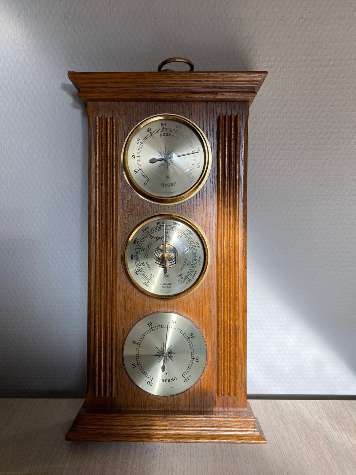 vintage eiken weerstation Barometer, Ophalen of Verzenden, Zo goed als nieuw