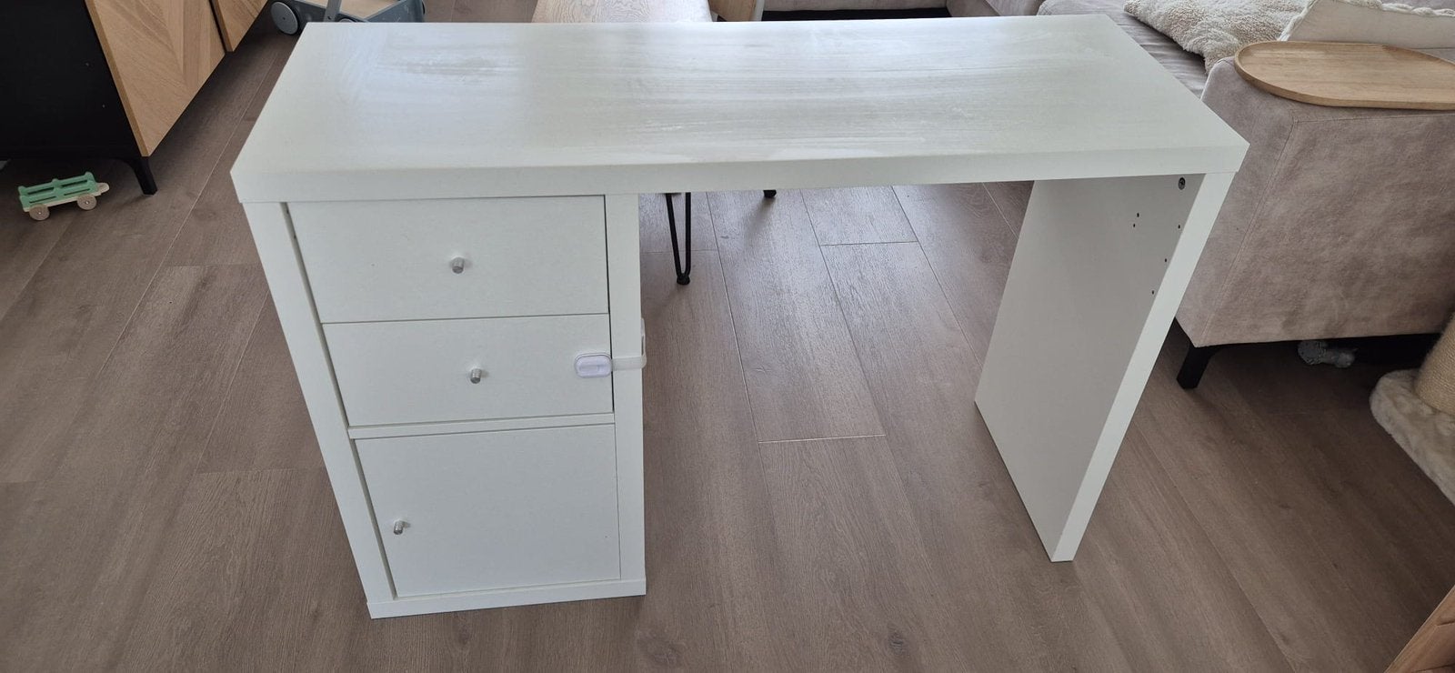 Ikea bureau kallax met inzet lades en inzet deurtje, Ophalen, Gebruikt