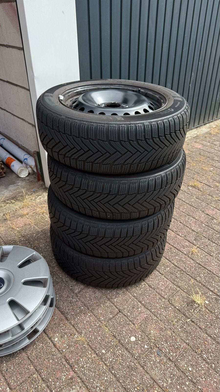 Michelin Alpin 6 Winterbanden op stalen velg 205/55 R16, Ophalen, Gebruikt, 16 inch, Banden en Velgen