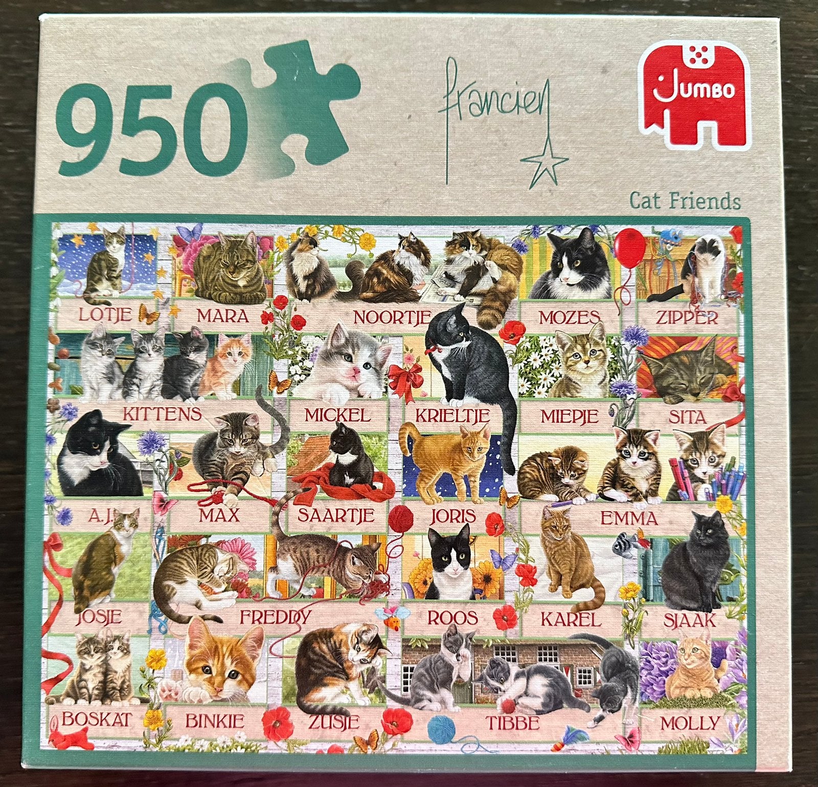 Kattenpuzzel 950 stukjes., Ophalen, 500 t/m 1500 stukjes, Zo goed als nieuw, Legpuzzel