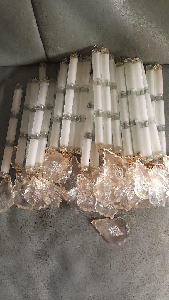50 Glazen Kroonluchter Buisjes met Ornamenten, Ophalen of Verzenden, Gebruikt, Glas, Klassiek