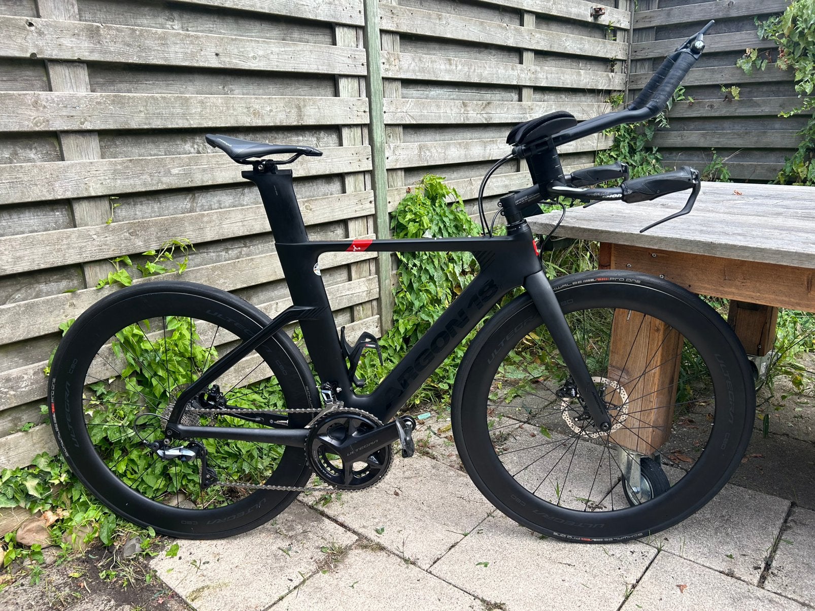 Argon 18 E-117 Triathlon / TT fiets matzwart, Ophalen, Gebruikt, Meer dan 20 versnellingen, Overige merken