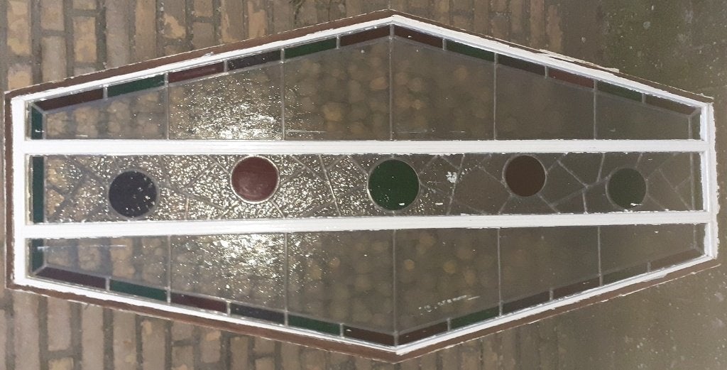 Bijzonder glas in lood raam, Ophalen, Gevelraam of Ruit, Gebruikt, Minder dan 80 cm