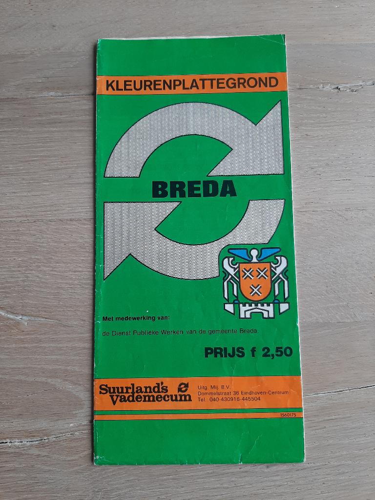 mooie oude kleuren plattegrond Breda, 1975, Verzenden, 1800 tot 2000, Nederland, Suurlands Vademecum