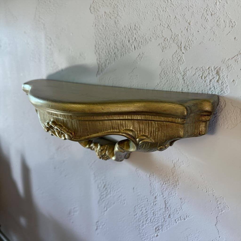Vintage 'gouden' hangtafeltje  / muursteun / wandconsole, Ophalen, Gebruikt, Glas of Kopje
