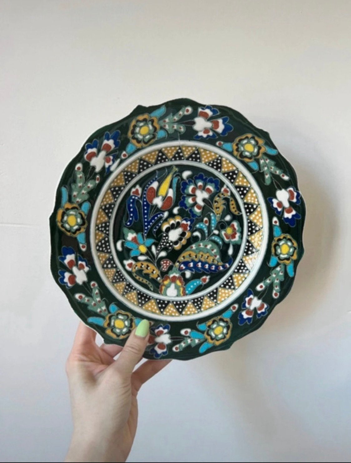 Prachtig handwerk (wand)bordje, 25,5cm. Turks boho bohemian, Verzenden