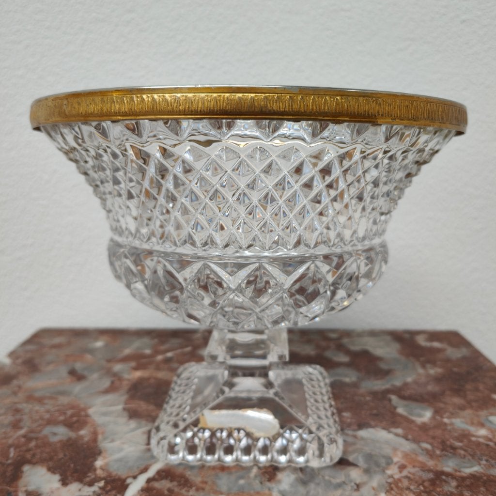 Vintage Hollywood Regency kristallen schaal, fruitschaal, Ophalen of Verzenden