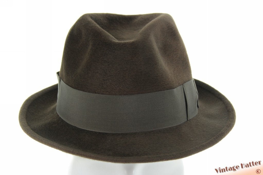 Vintage gleufhoed Borsalino Lupo bruin zacht haarvilt 56, Borsalino, Hoed, Ophalen of Verzenden, 57 cm (M, 7⅛ inch) of minder