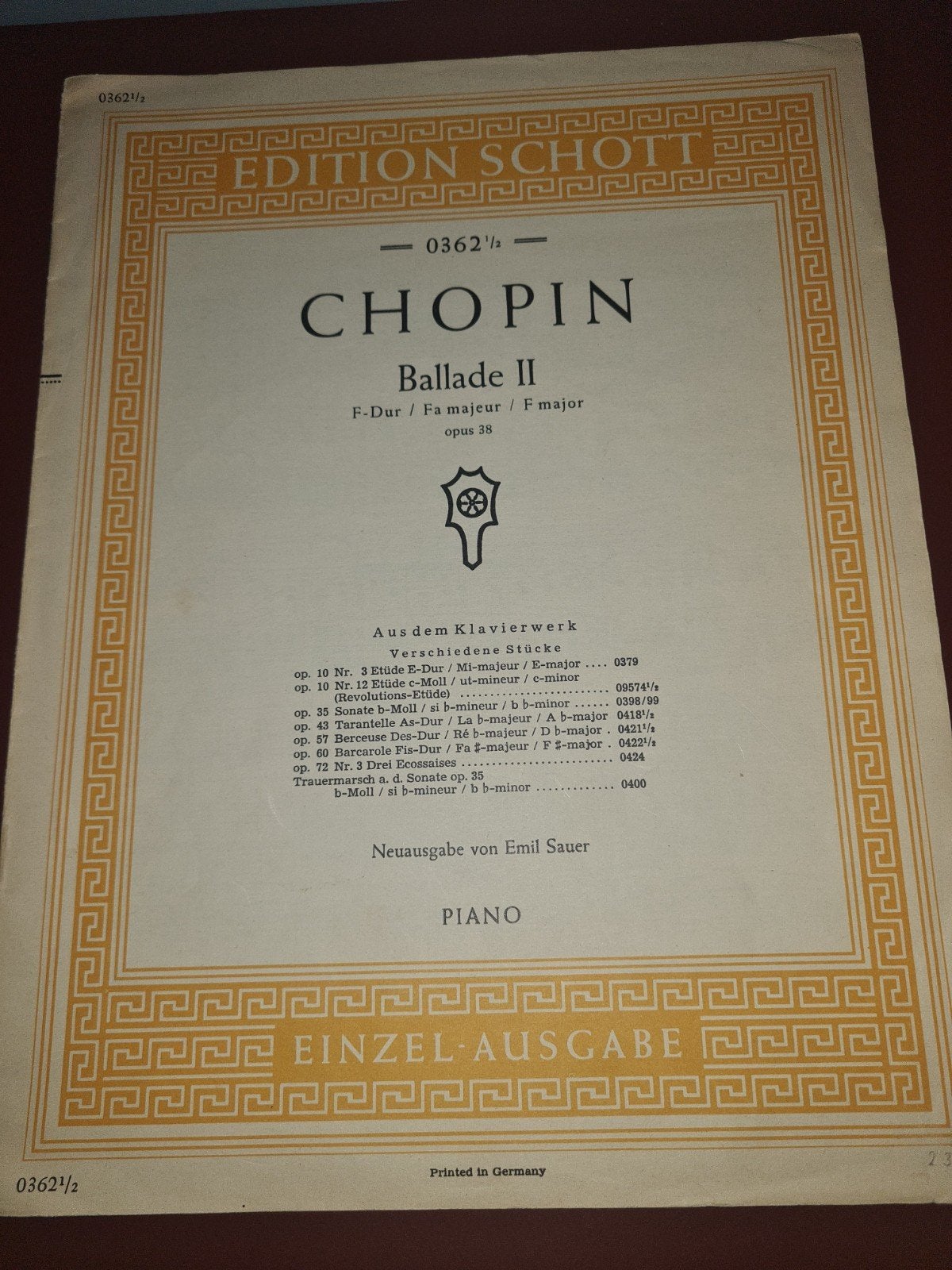 Chopin Ballade II F-Dur Op. 38 - Pianomuziek Bladmuziek, Gebruikt, Klassiek, Ophalen of Verzenden, Artiest of Componist