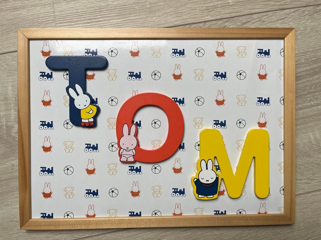 Lijstje met naam Tom - thema Nijntje, Ophalen of Verzenden, Zo goed als nieuw, Wanddecoratie
