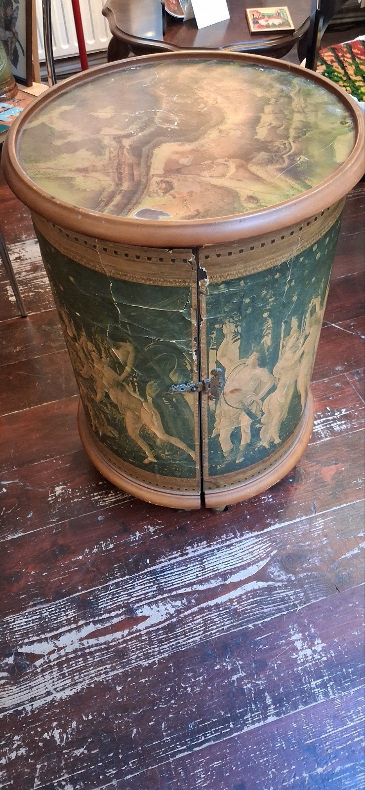 Vintage Jaren '30 Bartafel met Klassieke Afbeeldingen, Ophalen