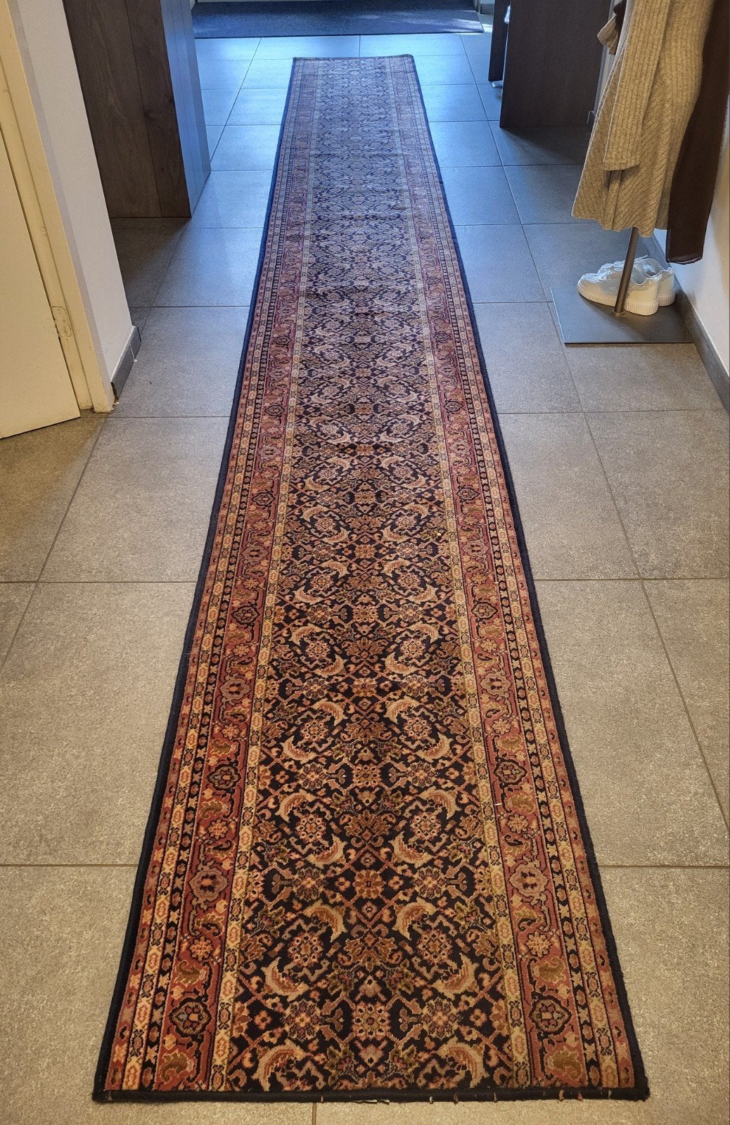 Lange Osta Carpets Diamant loper, 67x510 cm, Ophalen, Gebruikt, Klassiek, Oosters, Blauw