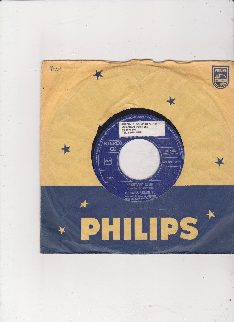Single Veronica Unlimited - Right on, Ophalen of Verzenden, Gebruikt