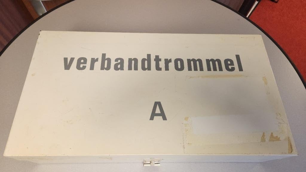 Vintage verbandtrommel - Authentieke verbandtrommel., Antiek en Kunst, Ophalen