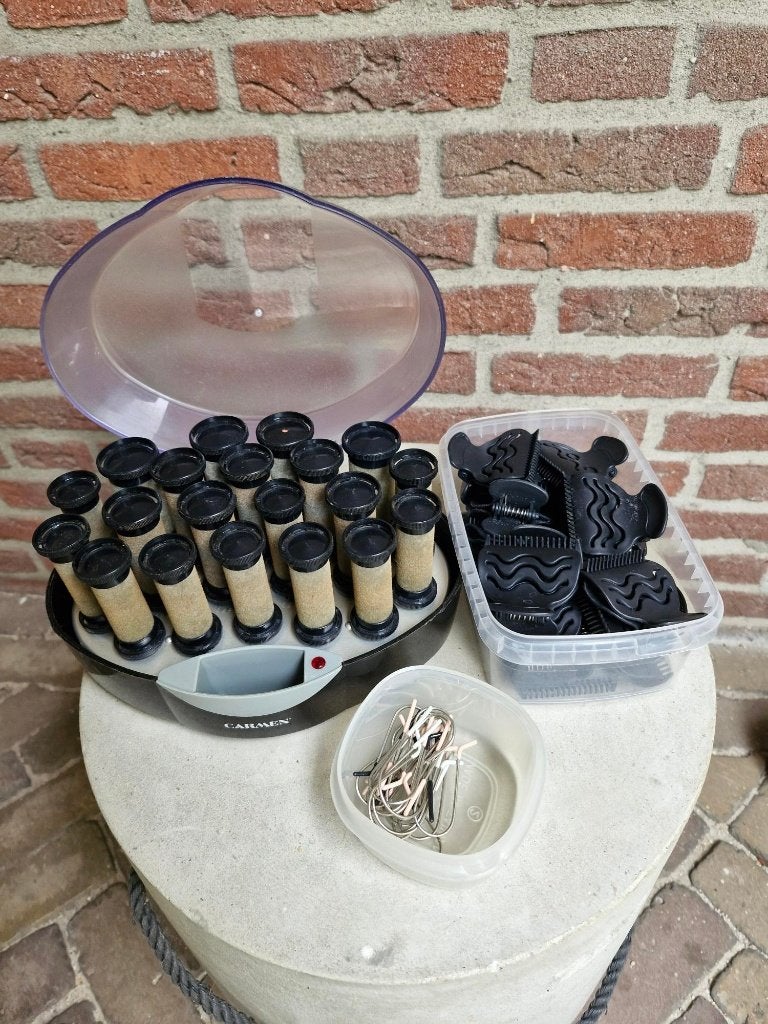 Deze Carmen krulset is compleet met alle rollers en clips., Ophalen, Zo goed als nieuw, Krultang of Stijltang