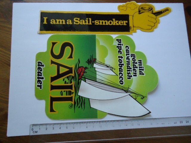 sticker oud SAIL DEALER pijp tabak pipe tobacco groot retro, Verzamelen, Verzenden, Zo goed als nieuw, Bedrijf of Vereniging