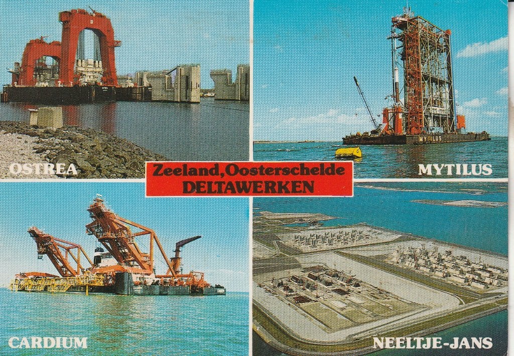 Oosterscheldewerken  Ostrea, Mytilus, Cardium, Neeltje-Jans, Ophalen of Verzenden, 1980 tot heden, Gelopen, Zeeland
