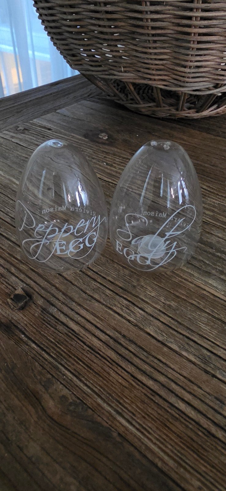 Riviera Maison Peper en Zoutvaatjes EGG, Ophalen, Zo goed als nieuw, Glas, Riviera Maison
