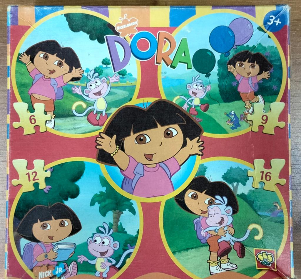 Dora de Explorer puzzels (4 in 1), Kinderen en Baby's, Speelgoed | Kinderpuzzels, Ophalen of Verzenden, 10 tot 50 stukjes, Gebruikt
