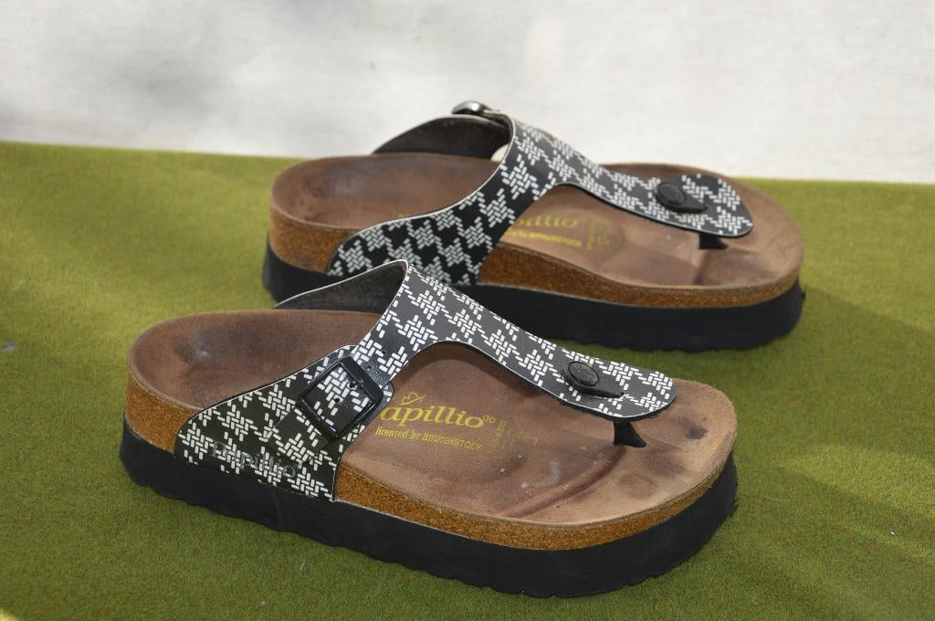 Papillio by Birkenstock Gizeh teenslippers met dikke zool 37, Zwart, Gedragen, Birkenstock, Sandalen of Muiltjes