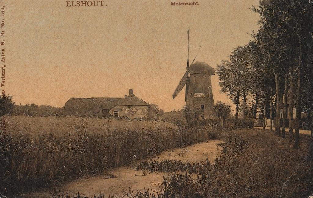 Elshout, Molenzicht. MOLEN. Gemeente Heusden., Verzenden, 1920 tot 1940, Gelopen, Noord-Brabant