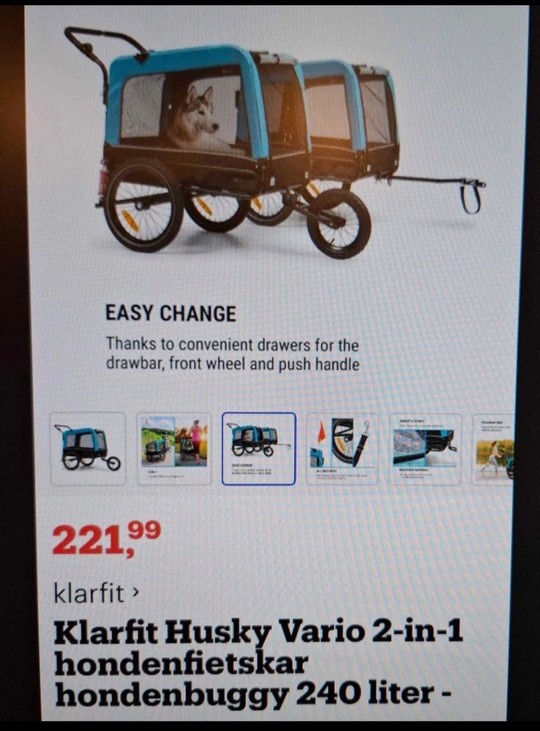 Hondenfietskar 2-in-1 - Zo goed als nieuw, Ophalen, Zo goed als nieuw, Hondenkar, 20 tot 40 kg