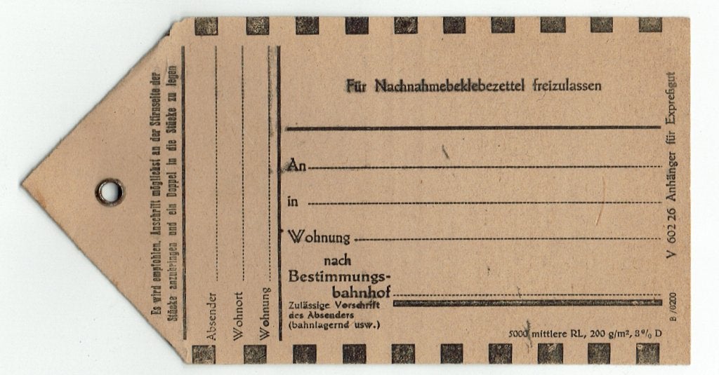 Duits verzendlabel ongebruikt 1926, Ophalen of Verzenden, Overige typen