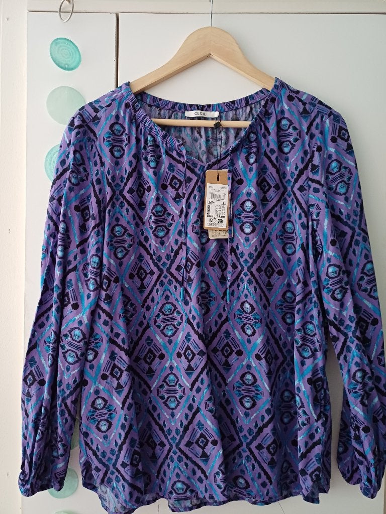 Nieuwe Tuniek van Cecil, viscose, maat L, Paars, Maat 42/44 (L), Nieuw, Ophalen of Verzenden
