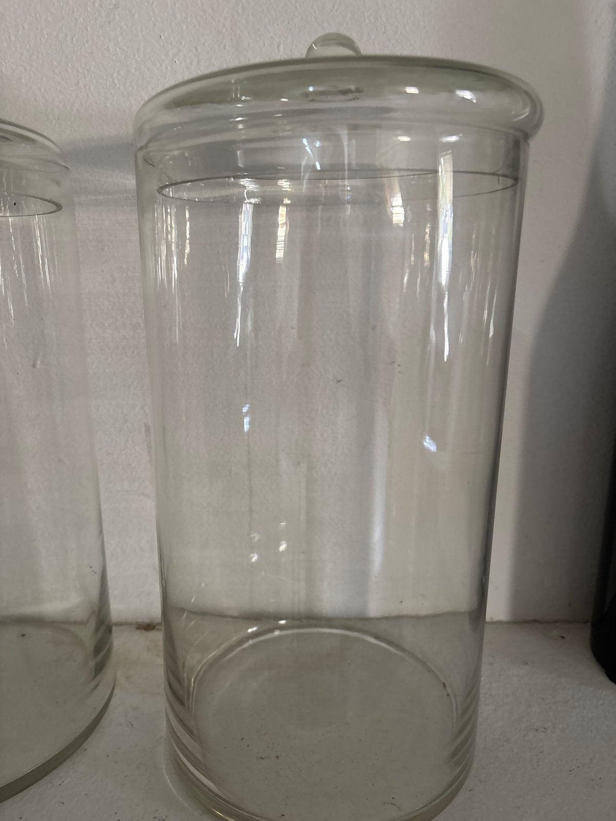 Set van 3 Vintage Apothekerspotten van Glas met deksels, Antiek en Kunst, Ophalen