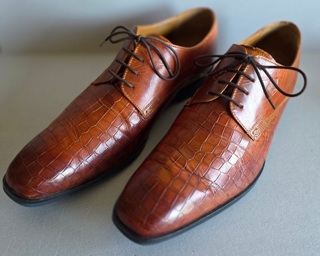 Melvin & Hamilton heren veterschoenen | Croco leer | Maat 46, Melvin & Hamilton, Bruin, Ophalen of Verzenden, Zo goed als nieuw