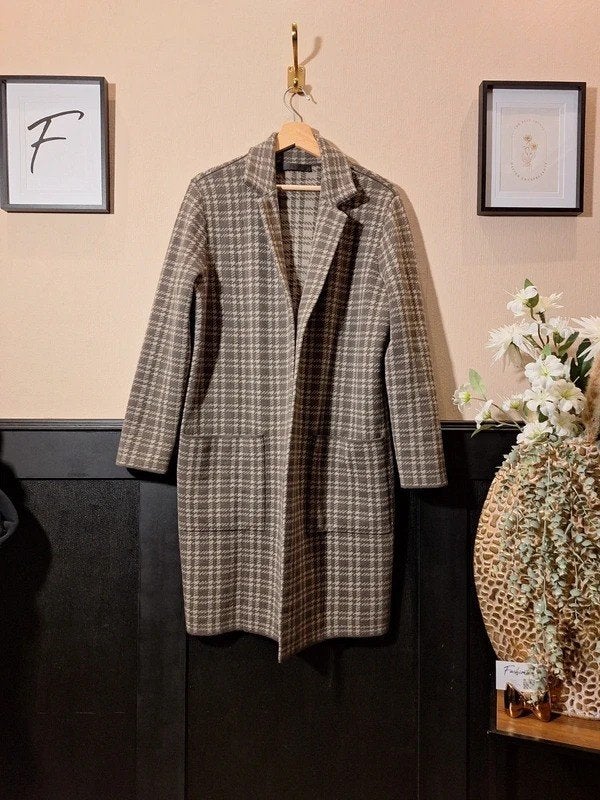 FFC Lange cardigan | Beige, Bruin | 100% wol | M / 38 / 10, Maat 38/40 (M), Fashiontiek, Beige, Ophalen of Verzenden