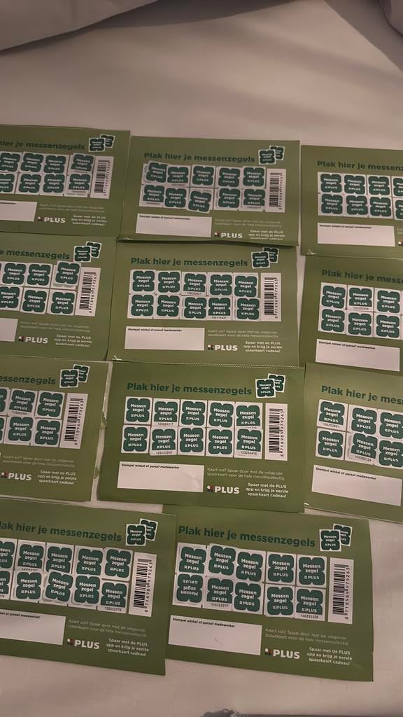 11 volle spaarkaarten plus messen zegels, Verzenden, Winkel, Super of Benzinepomp, Volle spaarkaart