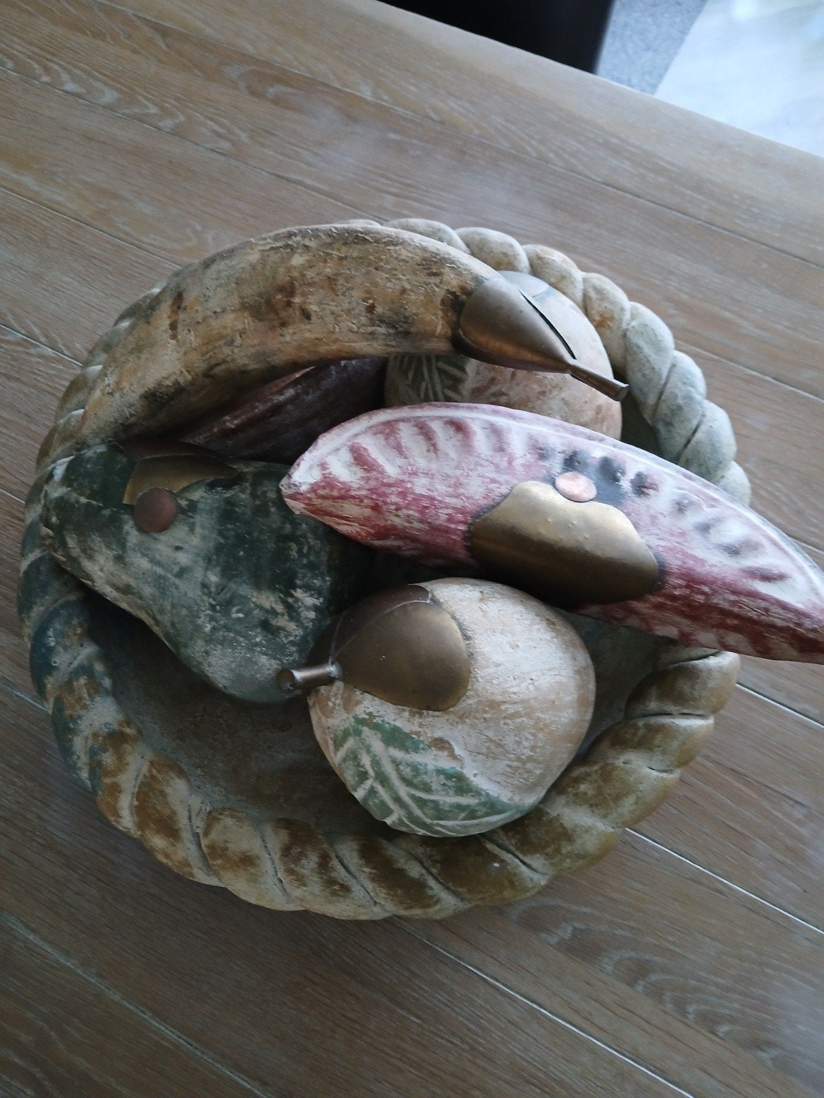 Decoratieve schaal met stenen fruit, Ophalen, Vintage, Gebruikt, Meerkleurig