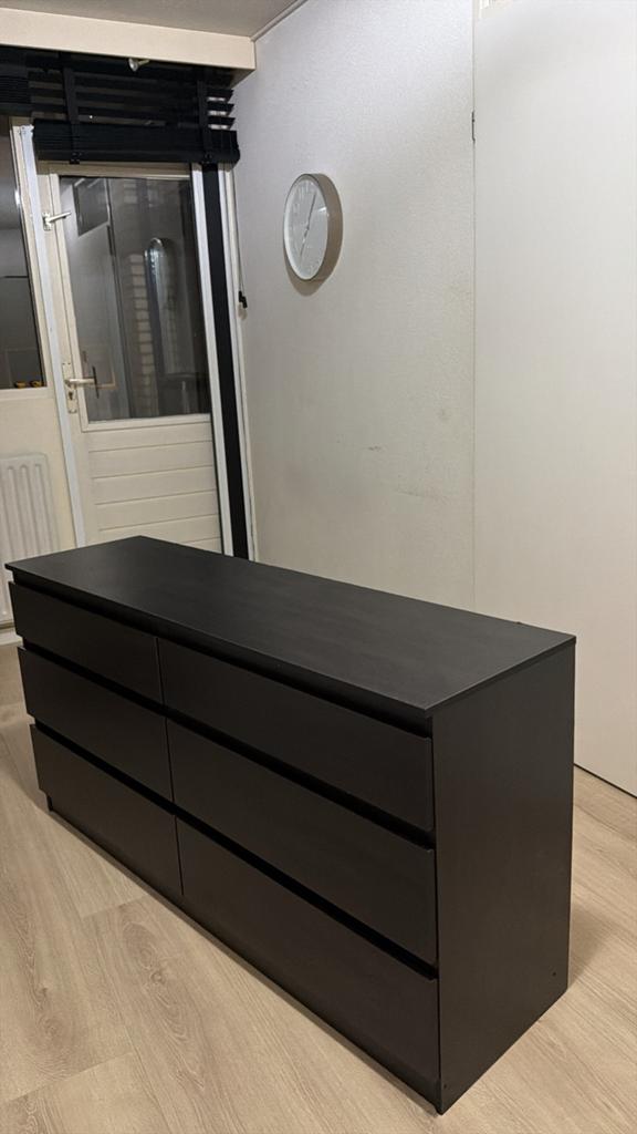 Zwarte ikea ladekast met 6 lades, Huis en Inrichting, Kasten | Ladekasten, Ophalen, Gebruikt, 100 tot 150 cm, 5 laden of meer