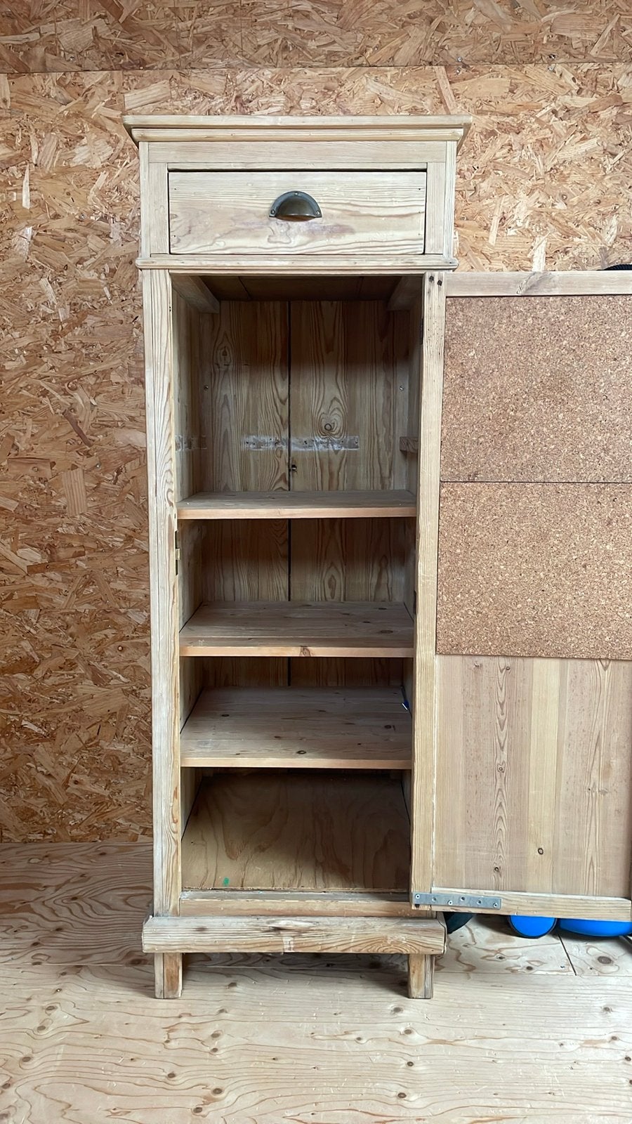 Grenen voorraadkast met lade en planken D56 B56 H154, Ophalen, Gebruikt, 50 tot 100 cm, Met lade(s)