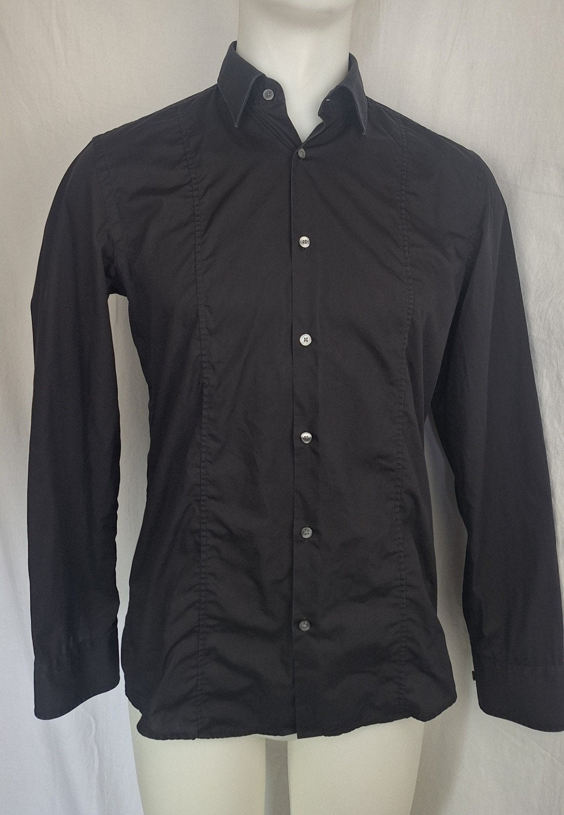 Perfecte staat - Heren Hugo Boss overhemd - Zwart - Maat M, Zwart, Zo goed als nieuw, Hugo Boss, Halswijdte 39/40 (M)