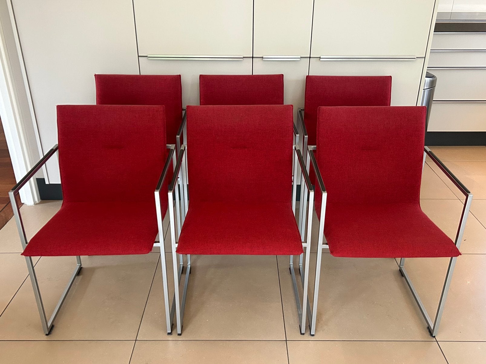 6 arco frame stoeken, Huis en Inrichting, Stoelen, Ophalen, Zo goed als nieuw, Stof, Modern