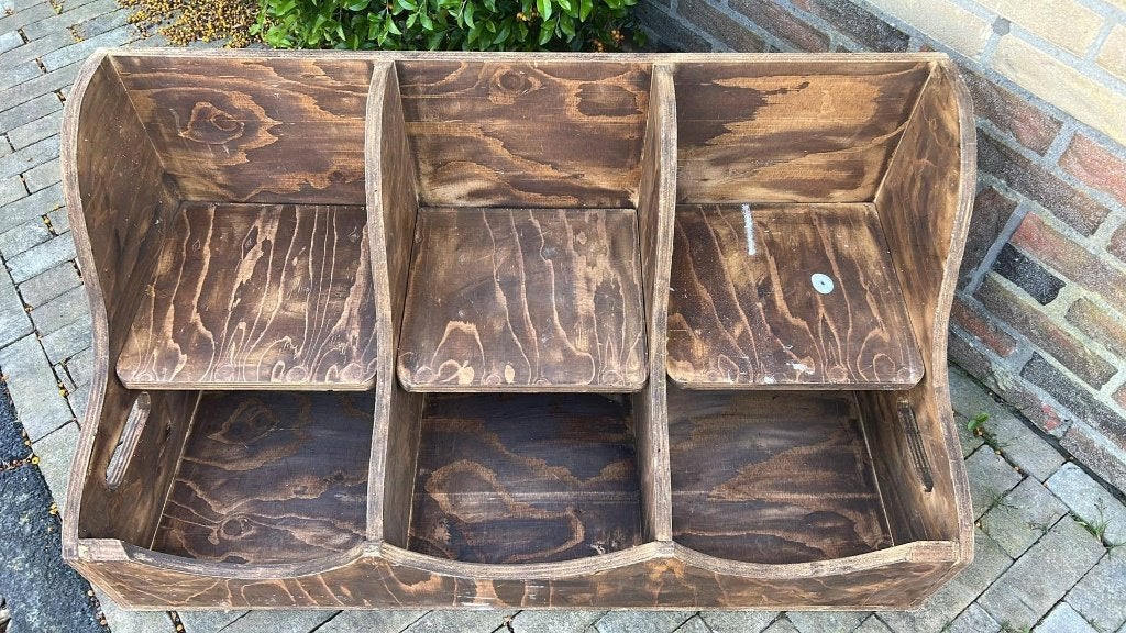 Grote donkere gruttersbak – stoer en sober, Huis en Inrichting, Woonaccessoires | Overige, Ophalen, Gebruikt, Hout, Brocante