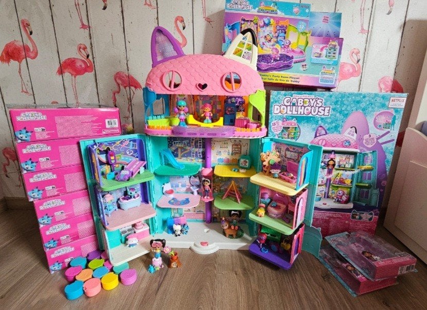 grote complete set gabby dollhouse 7 kamers  inclusief doos, Ophalen, Zo goed als nieuw, Poppenhuis