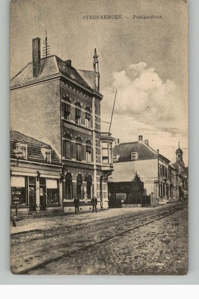 Steenbergen Postkantoor  + tramspoor  nauta, Ophalen of Verzenden, Voor 1920, Ongelopen, Noord-Brabant