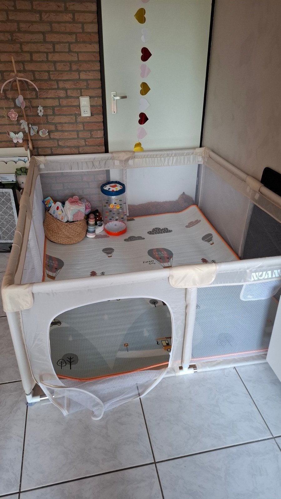 Nuanua grondbox beige – 180 x 150 cm, Ophalen, Rechthoekig