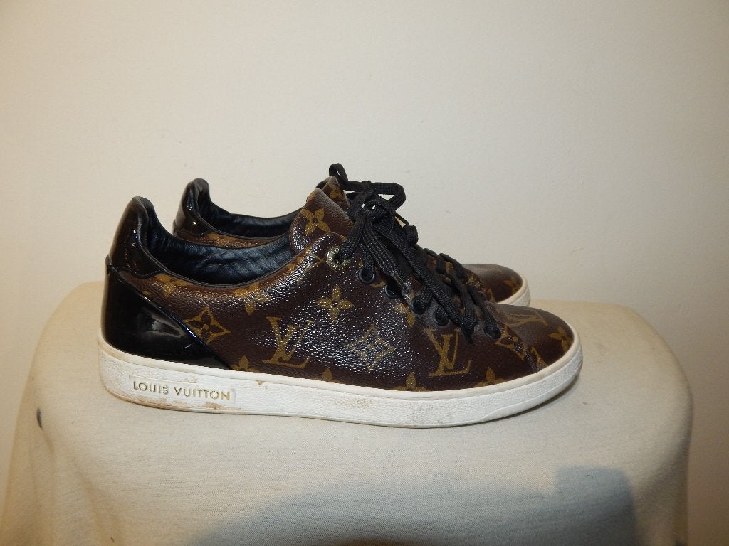 Louis Vuitton monogram sneakers bruin goud merk zool 38.5