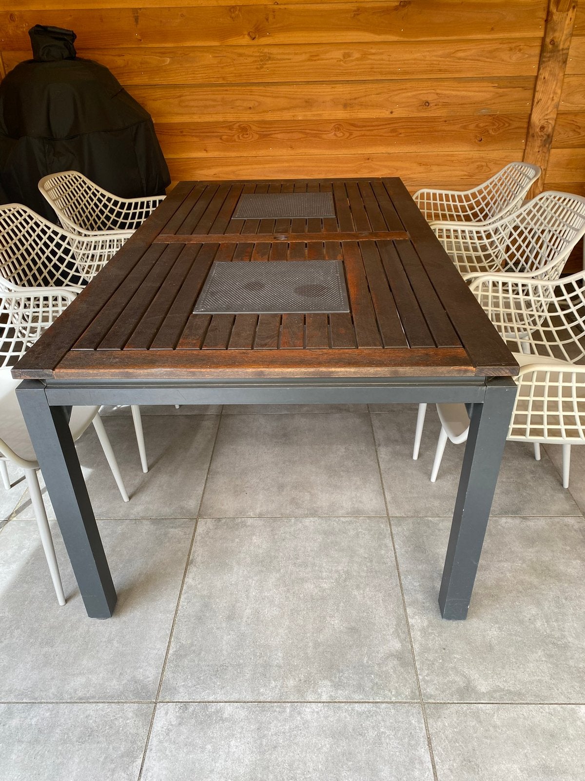 Hardhouten tuintafel, Tuin en Terras, Tuintafels, Ophalen, Gebruikt, Rechthoekig, Hout
