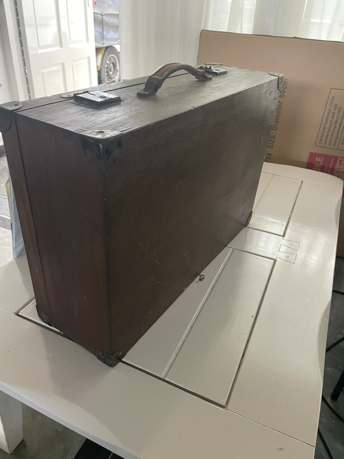 Oude houten koffer decoratie, Huis en Inrichting, Ophalen, Gebruikt
