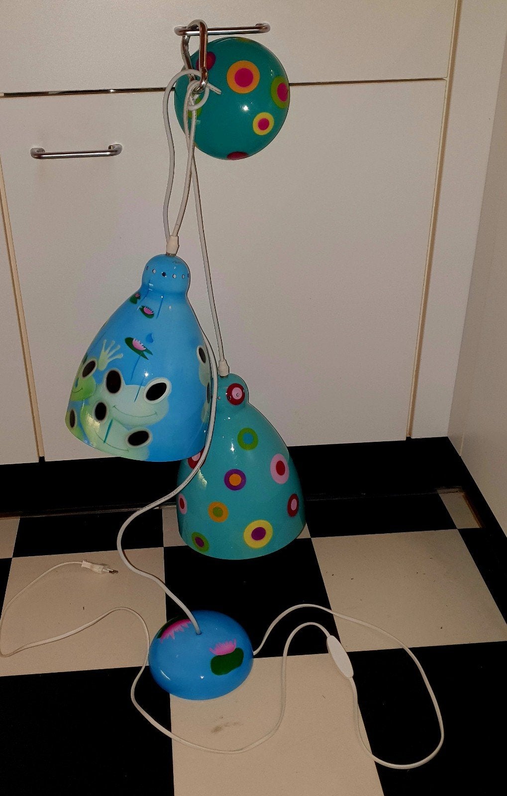 Pylones hanglampjes globetrotter + kikker, Blauw, Ophalen, Zo goed als nieuw
