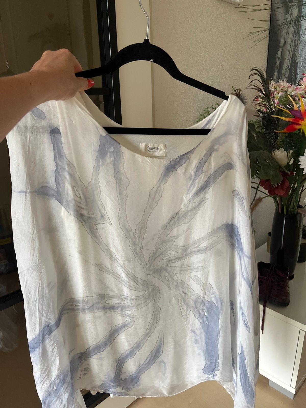 CARTOON blouse top heel mooi wit/blauw mtL ong., Ophalen of Verzenden, Gedragen, Maat 42/44 (L), Blauw