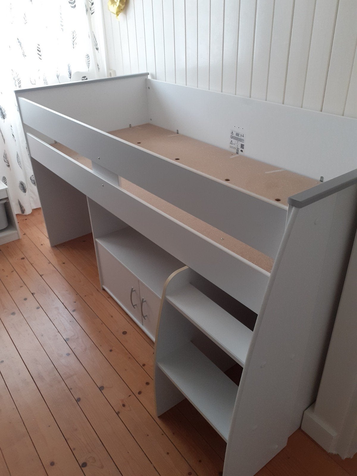 Witte halve hoogslaper zonder matras., Ophalen, Gebruikt, 90 cm, Eenpersoons