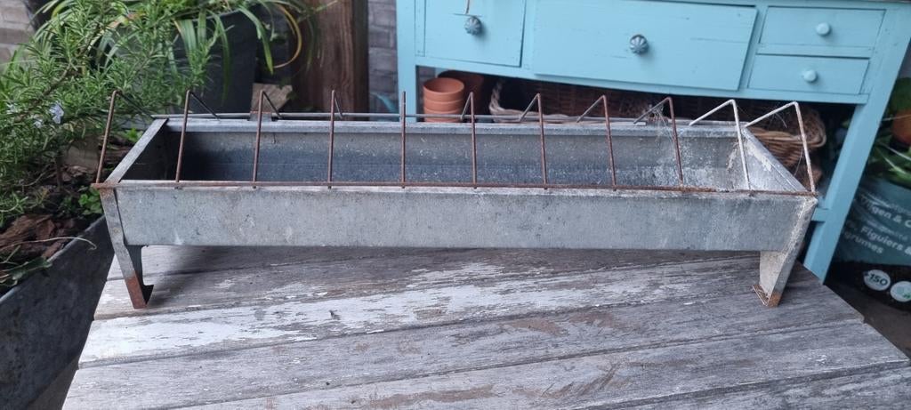 Vintage zinken voerbak voor kippen, Tuin en Terras, Tuinbanken, Ophalen of Verzenden, Metaal